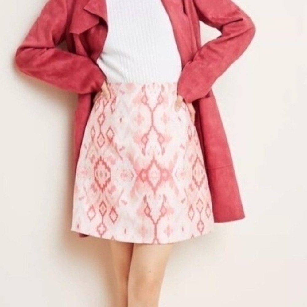 Anthropologie Hutch Kasi Jacquard Mini Skirt‎ Pink Cream Womens 4